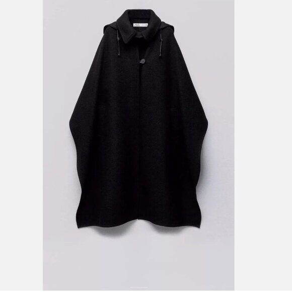 Zara Black Oversized Coat - Picture 5 of 13
